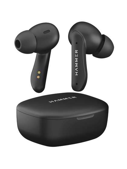 HAMMER Black
                        Solitude Wireless Bluetooth Earbuds With ENC
                        Touch Controls Upto 22H Playtime