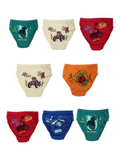 Dollar Kids Care Boys
                    Pack Of 8 Printed Anti Bacterial Cotton Briefs
                    MKKB-001-PO8-ASST1