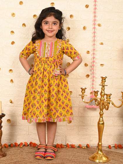 Sangria Girls Floral
                    Printed A-Line Midi Ethnic Dress