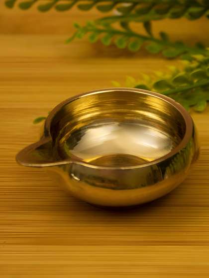 Spillbox Gold Toned Plain Kuber Diya Without Stand Pooja Essentials