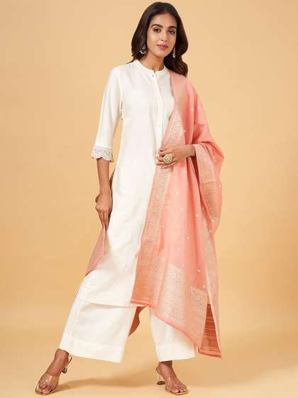 RANGMANCH BY
                          PANTALOONS Floral Woven Design Zari Silk
                          Dupatta