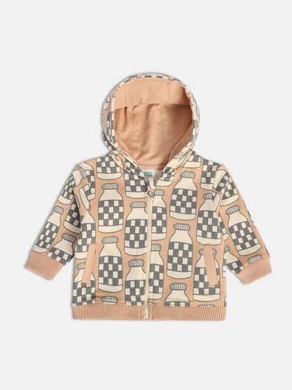 MINI KLUB Boys Graphic
                    Printed Hooded Open Front Jacket