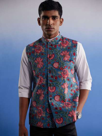 VASTRAMAY Printed Cotton Nehru Jacket