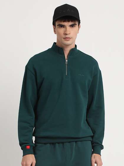 THE BEAR HOUSE Mock
                      Neck Terry Pure Cotton Pullover