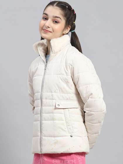 Monte Carlo Girls
                    Typography Printed Mock Collar Lightweight Padded
                    Jacket