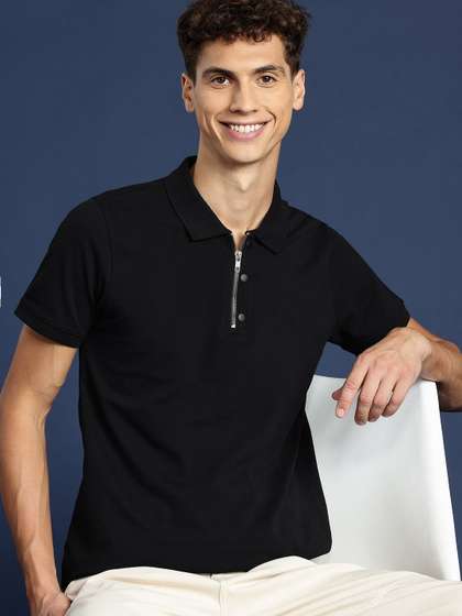 Mast & Harbour Half Zipper Polo Collar T-shirt