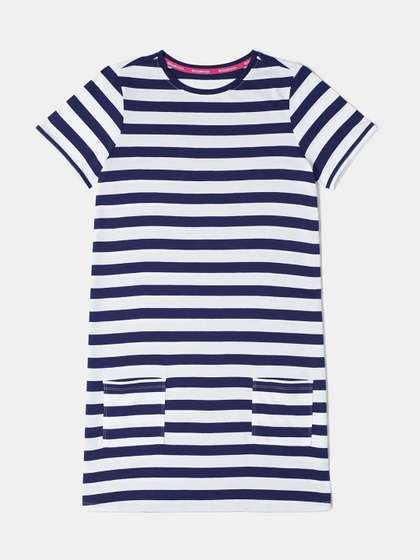 Jockey Girls Super
                    Combed Cotton Striped Relaxed Fit Round Neck Knee
                    Length Dress-AG72