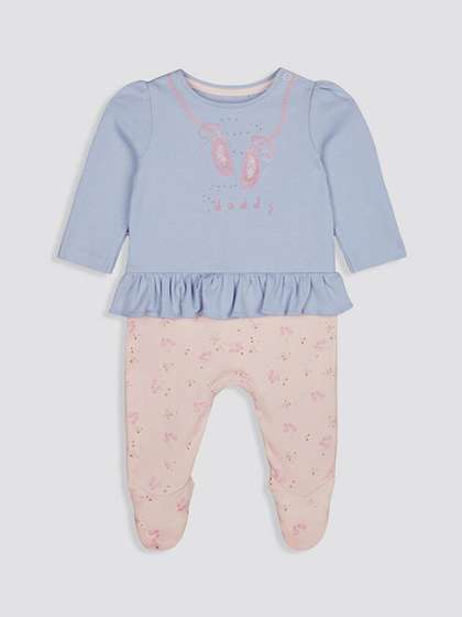 mothercare Infants
                    Floral Embroidered Pure Cotton Sleepsuit