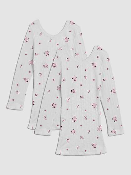 Kanvin Girls Off White
                    Pack of 2 Printed Thermal Tops