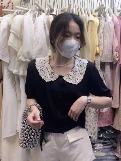 StyleCast Girls Black
                    Peter Pan Collar Puff Sleeve Top
