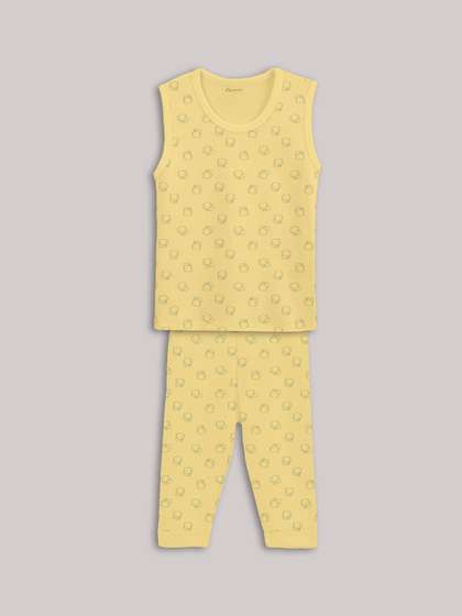 Kanvin Yellow Boys
                    Printed Sleeveless Thermal Set