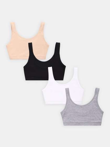 Sillysally Girls
                          Pack of 4 Full Coverage Beginners Sports Bra
                          With All Day Comfort