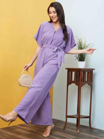 Globus Women Kimono
                      Sleeves Tie-Up Longline Jumpsuit