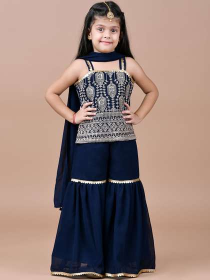 BAESD Floral Embroidered
                    Top With Sharara & Dupatta