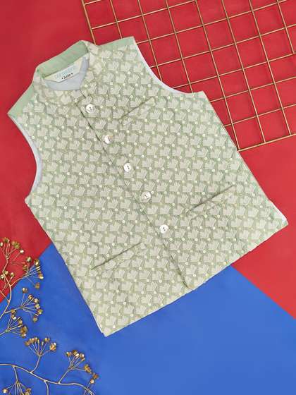 indus route by Pantaloons Boys Woven Design Nehru Jacket