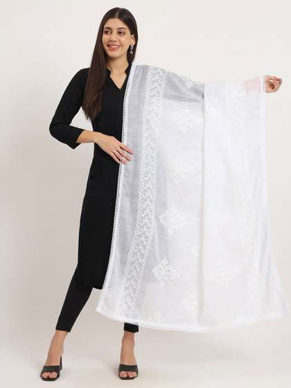 Zamour Floral
                        Embroidered Cotton Dupatta