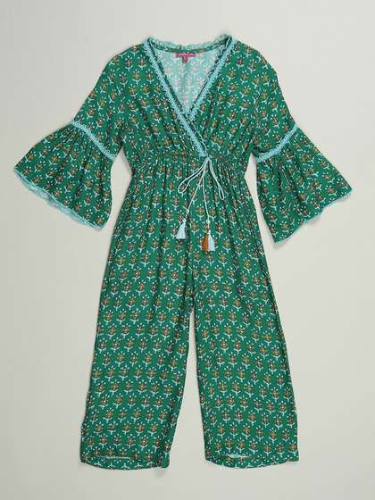 Biba Girls Printed
                    V-Neck Basic Jumpsuit