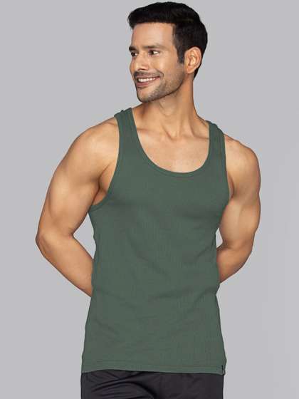 XYXX Men Solid Nova
                        Super Combed Cotton Olive Round Neck Innerwear
                        Vest