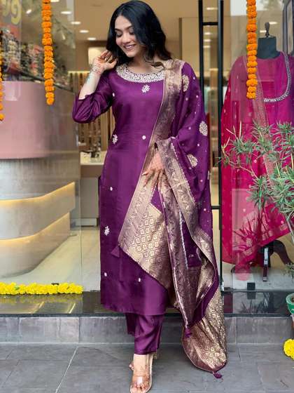GoSriKi Kurta with Trousers & Dupatta