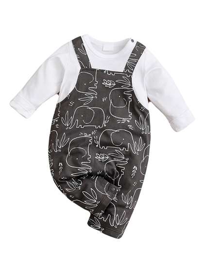 StyleCast Infant Boys
                      Black & White Printed Cotton Rompers