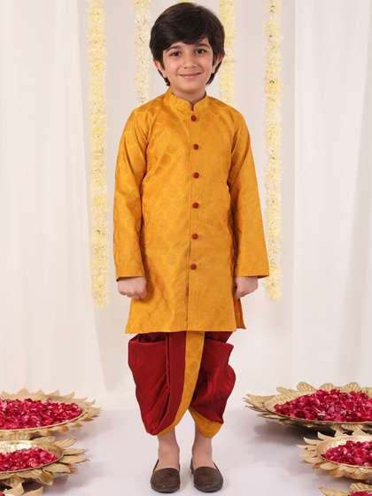 VASTRAMAY Boys Ethnic
                      Motifs Woven Design Regular Kurta with Dhoti
                      Pants
