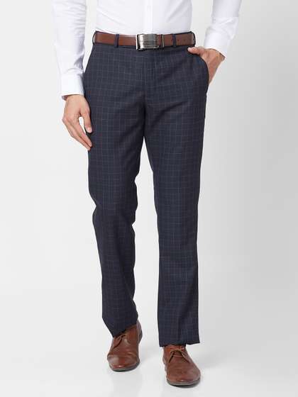 Park Avenue Men
                          Mid Rise Checked Smart Slim Fit Formal
                          Trousers