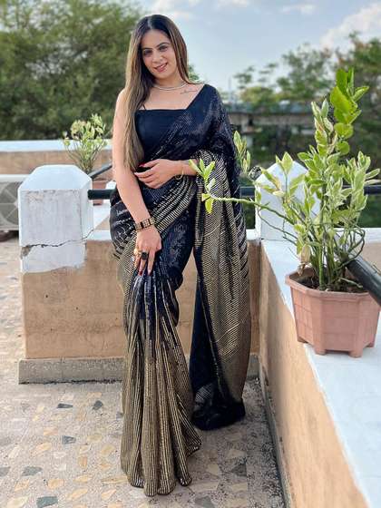 Anouk Black
                          Embellished Sequinned Pure Georgette Saree
