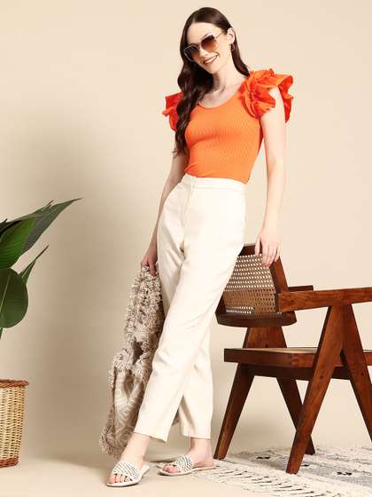 Mast & Harbour
                        Flutter Sleeve Fitted Top
