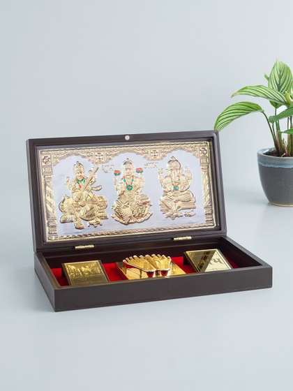 Golden Peacock Lakshmi Ganesh Gifting Box