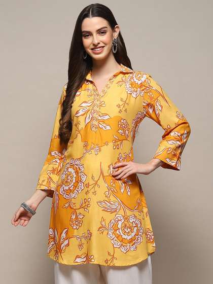 Biba Printed Shirt Collar Kurti