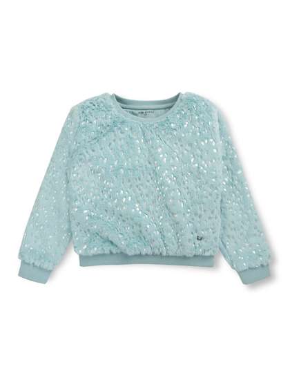 Gini and Jony Girls Self
                    Design Fleece Pullover Sweatshirt