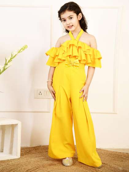 BAESD Girls Off-Shoulder Crepe Basic Jumpsuit