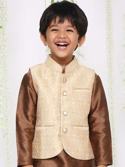 KID1 Boys Woven Design Nehru Jacket