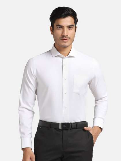 Blackberrys Men's Beige Textured Formal Slim Fit Wrinkle-Resistant Shirt