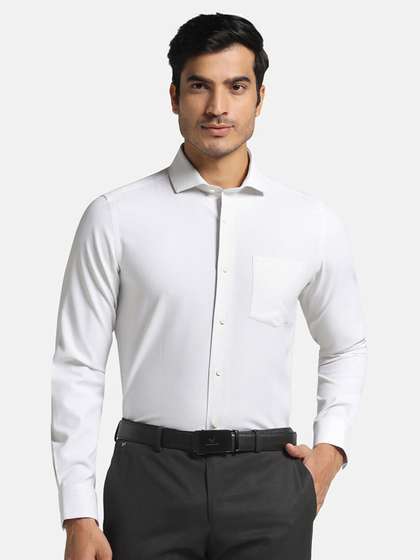 Blackberrys Men'S Off White Textured Formal Slim Fit Wrinkle-Resistant Shirt