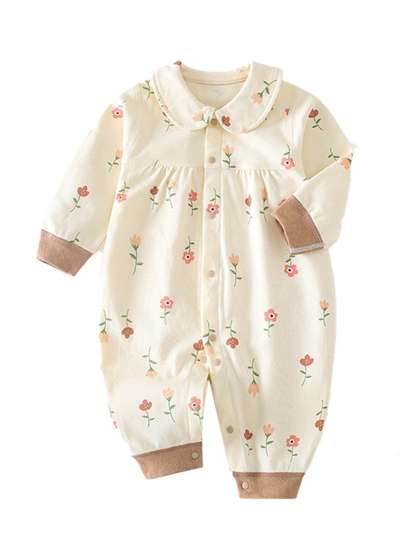 StyleCast Infants
                      Girls Beige Printed Cotton Rompers