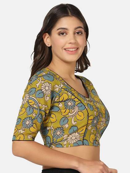 THE WEAVE TRAVELLER Kalamkari Printed Saree Blouse