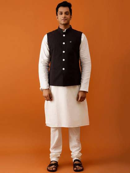 Streaks & Crosses Pure Cotton Nehru Jacket