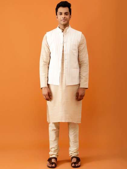 Streaks & Crosses Pure Cotton Nehru Jacket