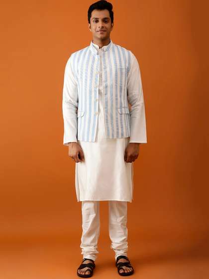 Streaks & Crosses Pure Cotton Nehru Jackets