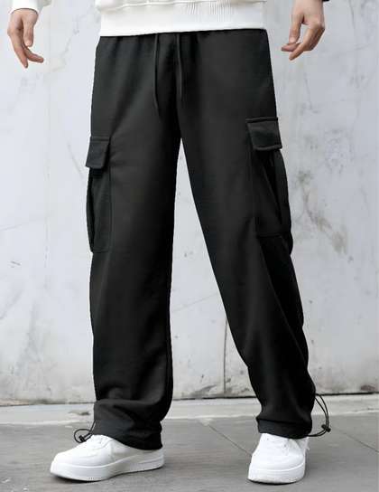 NOBERO Men Onyx
                        Oversized Relaxed Fit Mid-Rise Joggers With
                        Utility Box Pockets