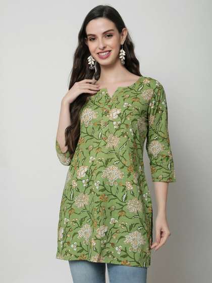 KALINI Floral Printed Straight Pure Cotton Kurti