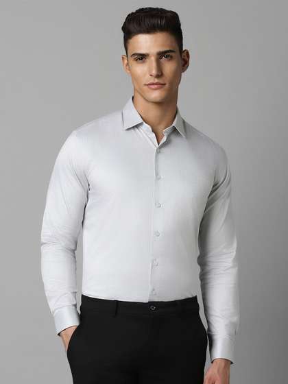 Louis Philippe Striped Printed Cotton Slim Fit Opaque Formal Shirt