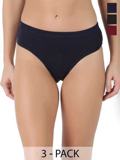 Dollar Lehar Super
                          Combed Cotton Women Solid Hipster Panty - Pack
                          of 3 - Assorted