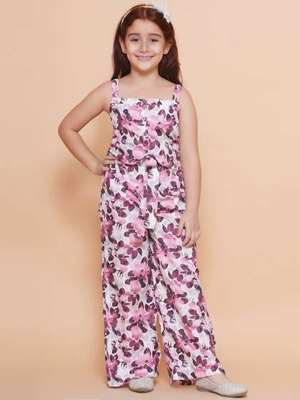 BAESD Girls Floral
                    Printed Waist Tie-Ups Basic Jumpsuit