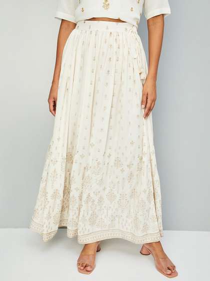 max Printed Flared Maxi Skirts