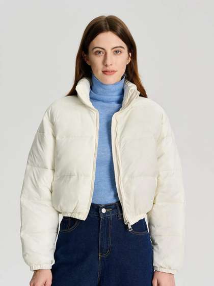 Kotty Stand Collar
                        Crop Puffer Jacket