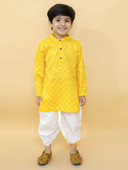 BAESD Boys Ethnic Motifs
                    Printed Mandarin Collar Full Sleeves Ethnic Kurta
                    & Dhoti Pants