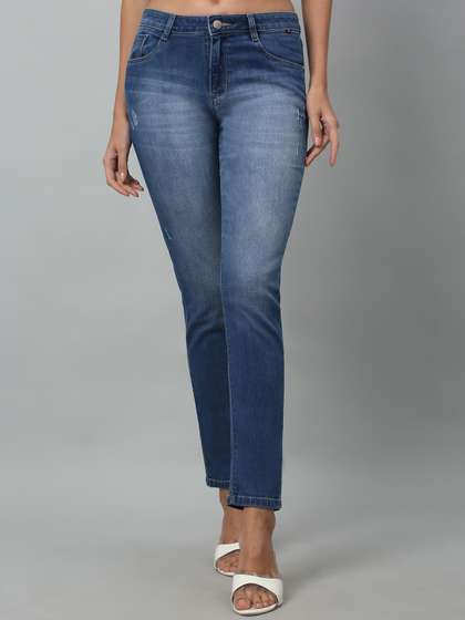 Cantabil Women
                        Skinny Fit Mildly Distressed Cotton Whiskers
                        Jeans