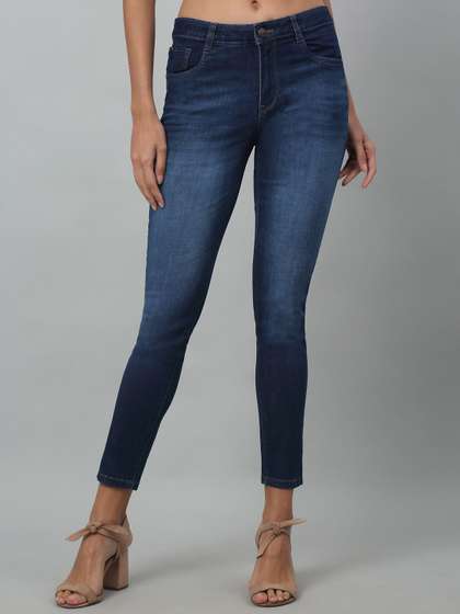 Cantabil Women
                        Skinny Fit Clean Look Cotton Whiskers Jeans
